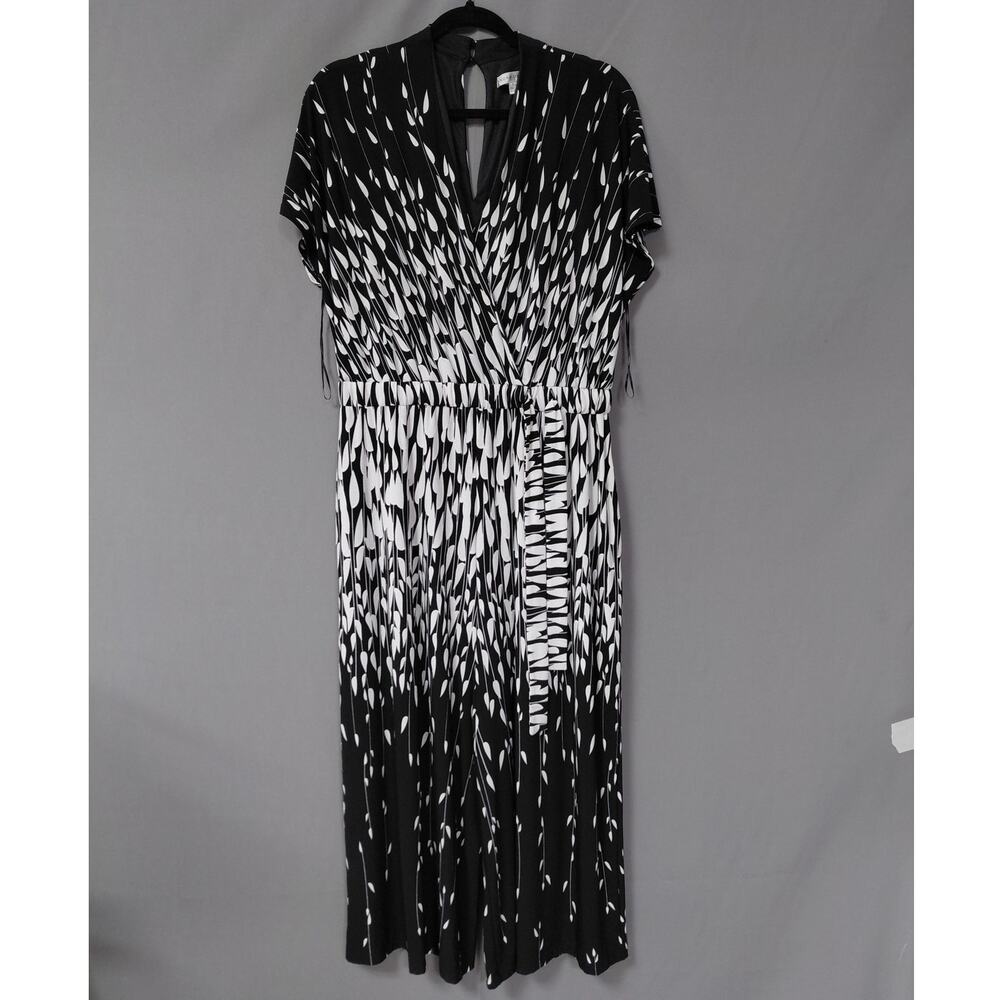 Sandra Darren Black Abstract Knit Lined Jumpsuit Women Size L